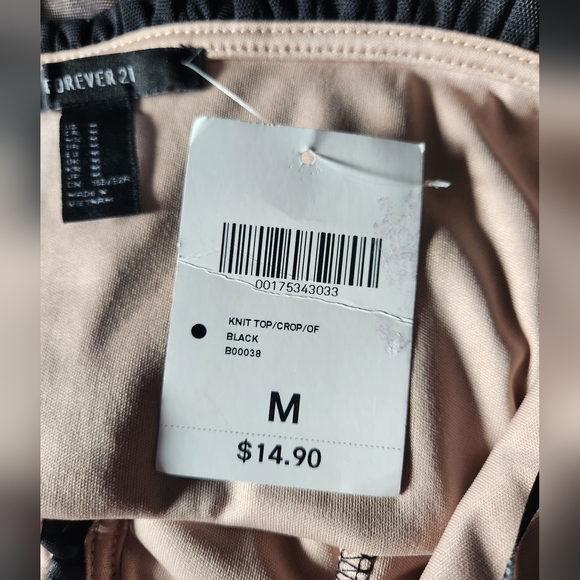 Forever 21 Mesh Black and Nude Corset Style Top Size M NWT - Picture 8 of 10